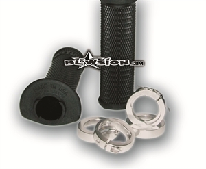 《L30RFB-S》odi Ruffian Flange Lock-On Grips ブラック/シルバー ルフィアン フランジ有り 120mm