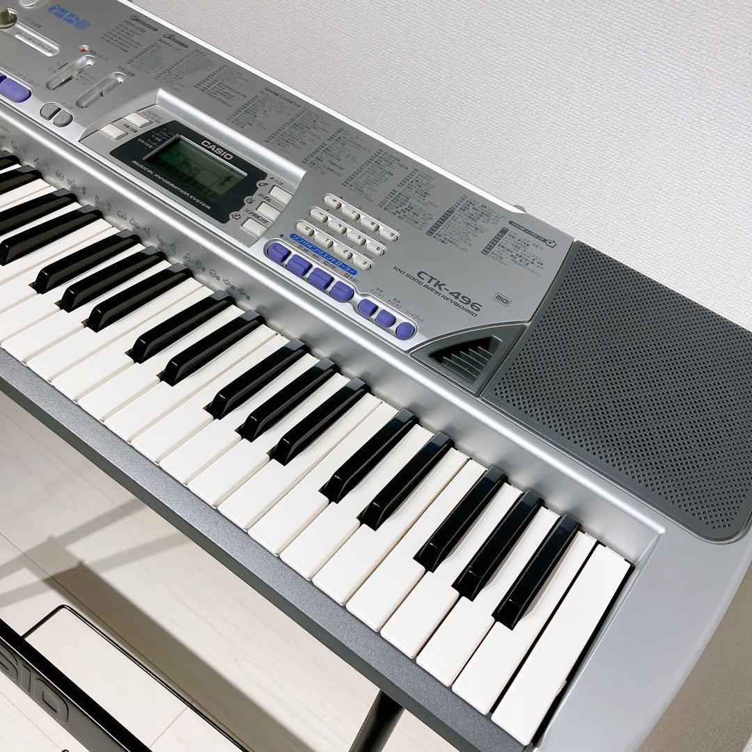 美品 CASIO カシオ CTK-496 純正スタンド付属 電子キーボード 美品 CASIO カシオ CTK-496 純正スタンド付属 電子キーボード