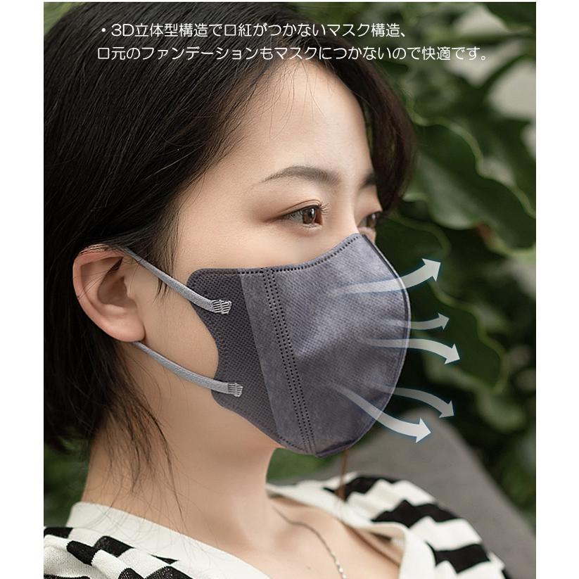 3D立体マスク 小さめサイズ 20枚入り 3層構造 不織布マスク 女性 子供 カラー 使い捨て(はとば色)mask230109の画像5