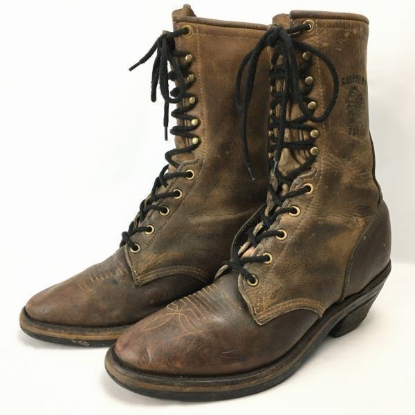 USA製ビンテージ！CHIPPEWA/チペワ　ロガーブーツ　サイズ8D　26.0-26.5程度　ダークブラウン　Vintage/boots 管No.WL22_画像1