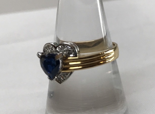 K18 YG Pt900 プラチナ サファイア 0.74ct ダイヤ 0.02ct リング 12号