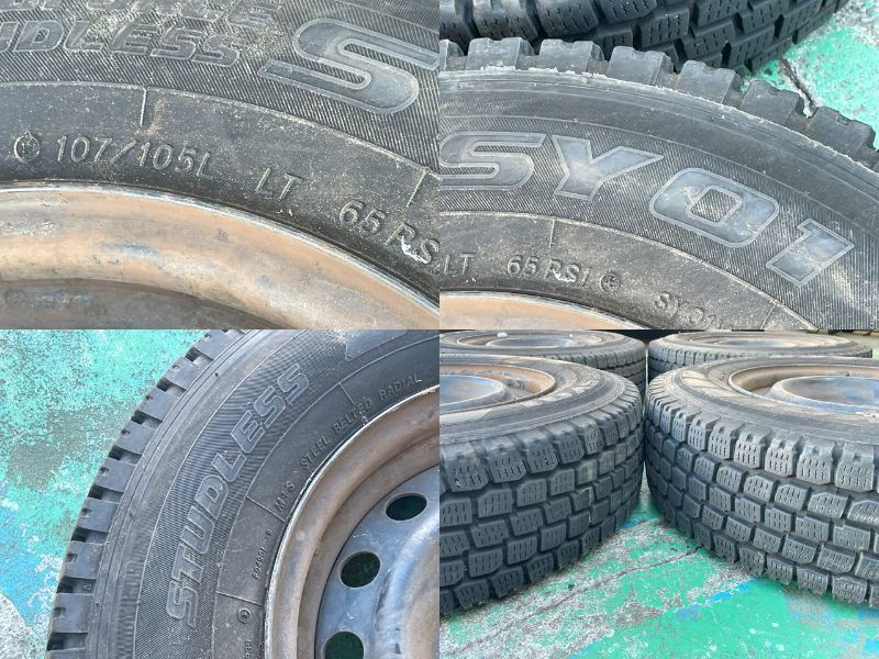  スタッドレス付き 純正ホイール 4本 ハイエース 200系 195/80R15 107/105L LT SY01 ヨコハマ 6穴 鉄チン スチールホイール 鉄ホイール_画像10