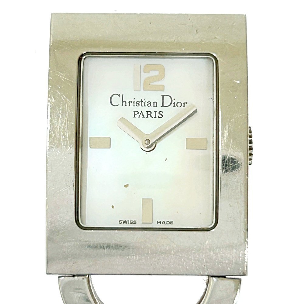 【1円スタート】【訳アリ品】ChristianDior クリスチャンディオール D78-109 マリス スクエア SS シェル文字盤 QZ レディース腕時計 212547_画像1