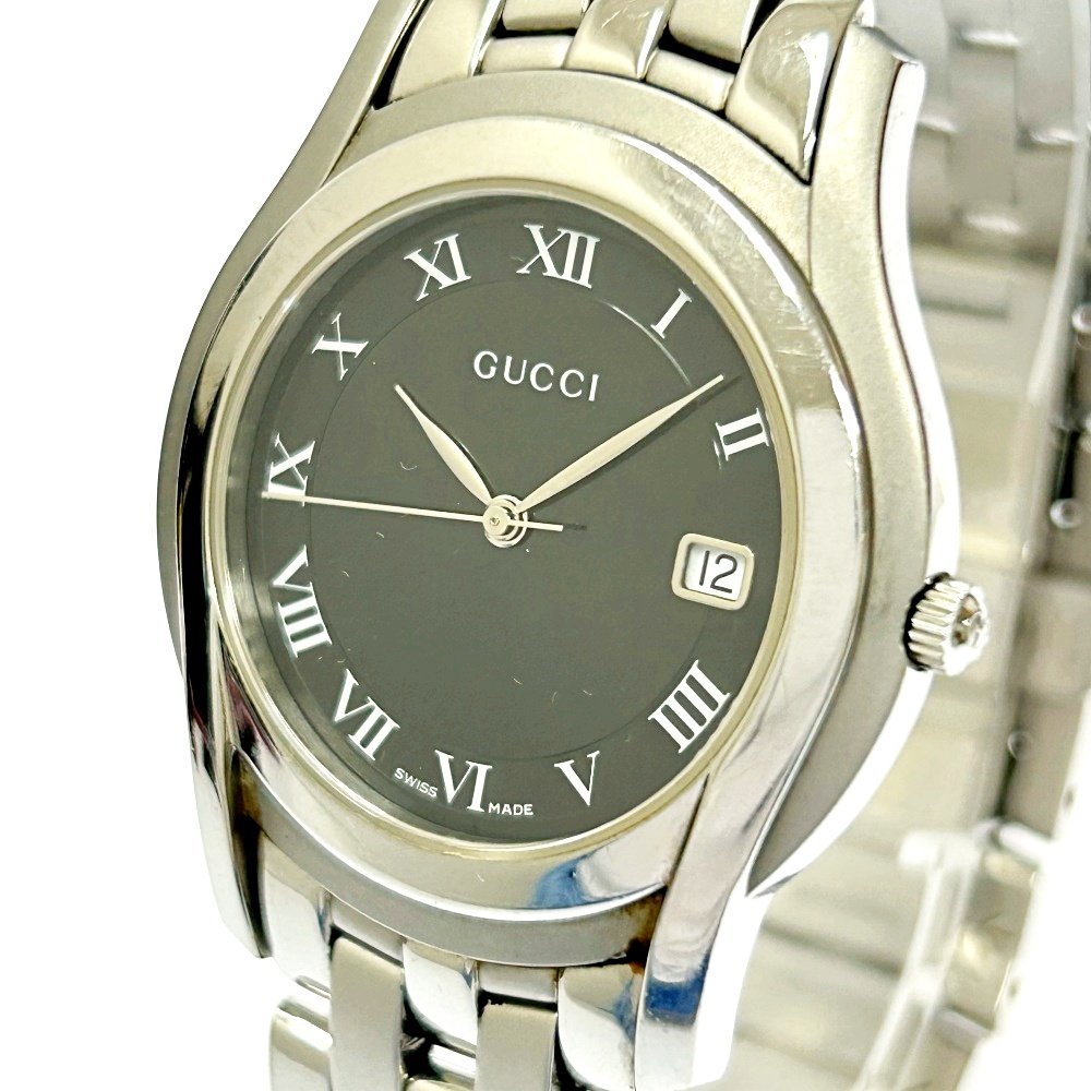 【1円スタート】【箱付き】GUCCI グッチ 5500M Gクラス SS ブラック文字盤 クオーツ メンズ腕時計 211704_画像1