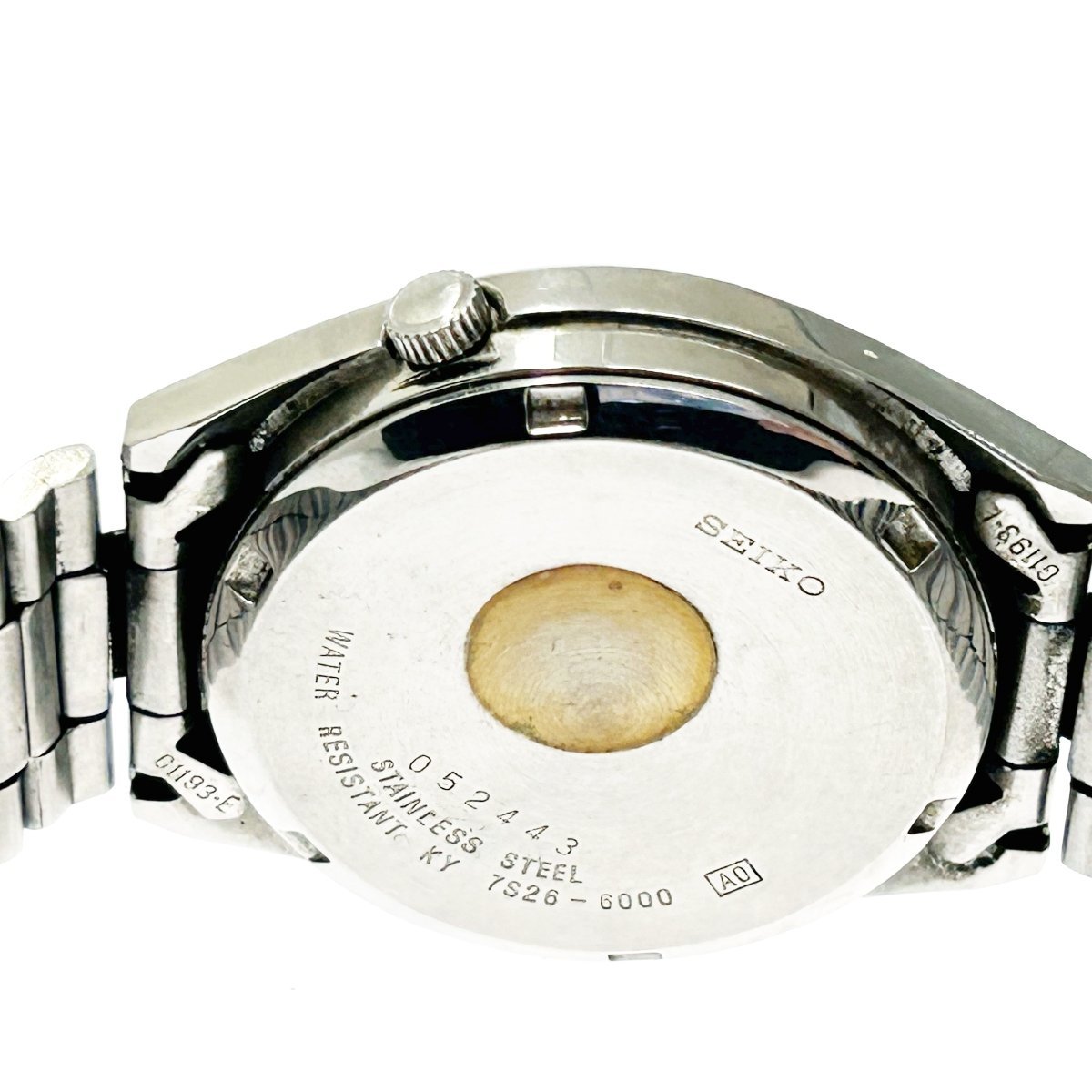 【1円スタート】【訳アリ品】SEIKO セイコー 7S26-6000 セイコー5 SS シルバー文字盤 自動巻き メンズ腕時計 187233_画像6