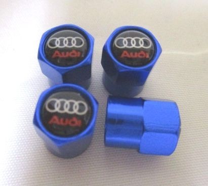 【新品・即決】アウディ Audi エアバルブ キャップ 青 ４個セット ホイールタイヤ_画像1