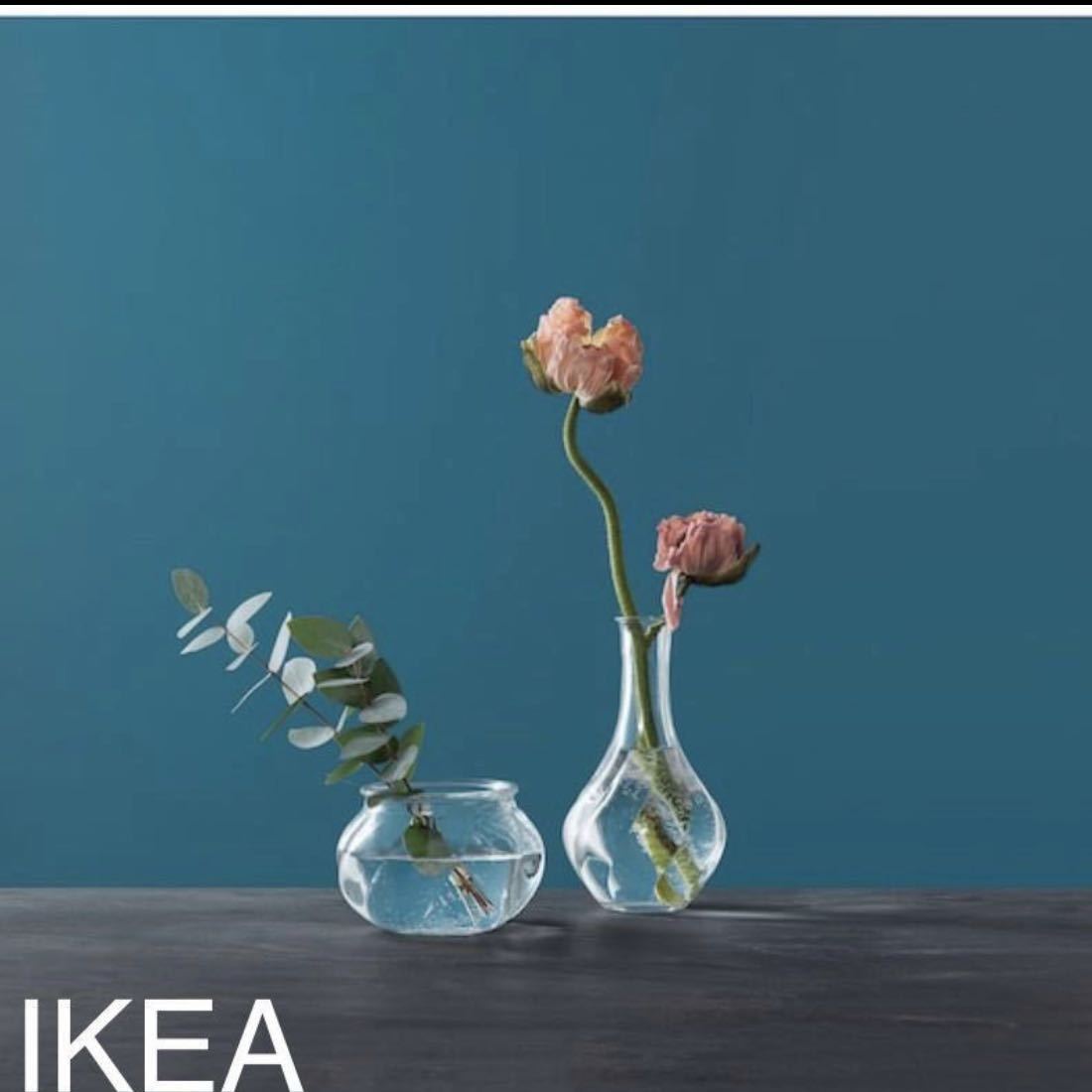  Ikea IKEA ваза 2 шт. комплект цветок основа crystal прозрачный стекло дуть . стекло не использовался прекрасный товар интерьер смешанные товары 