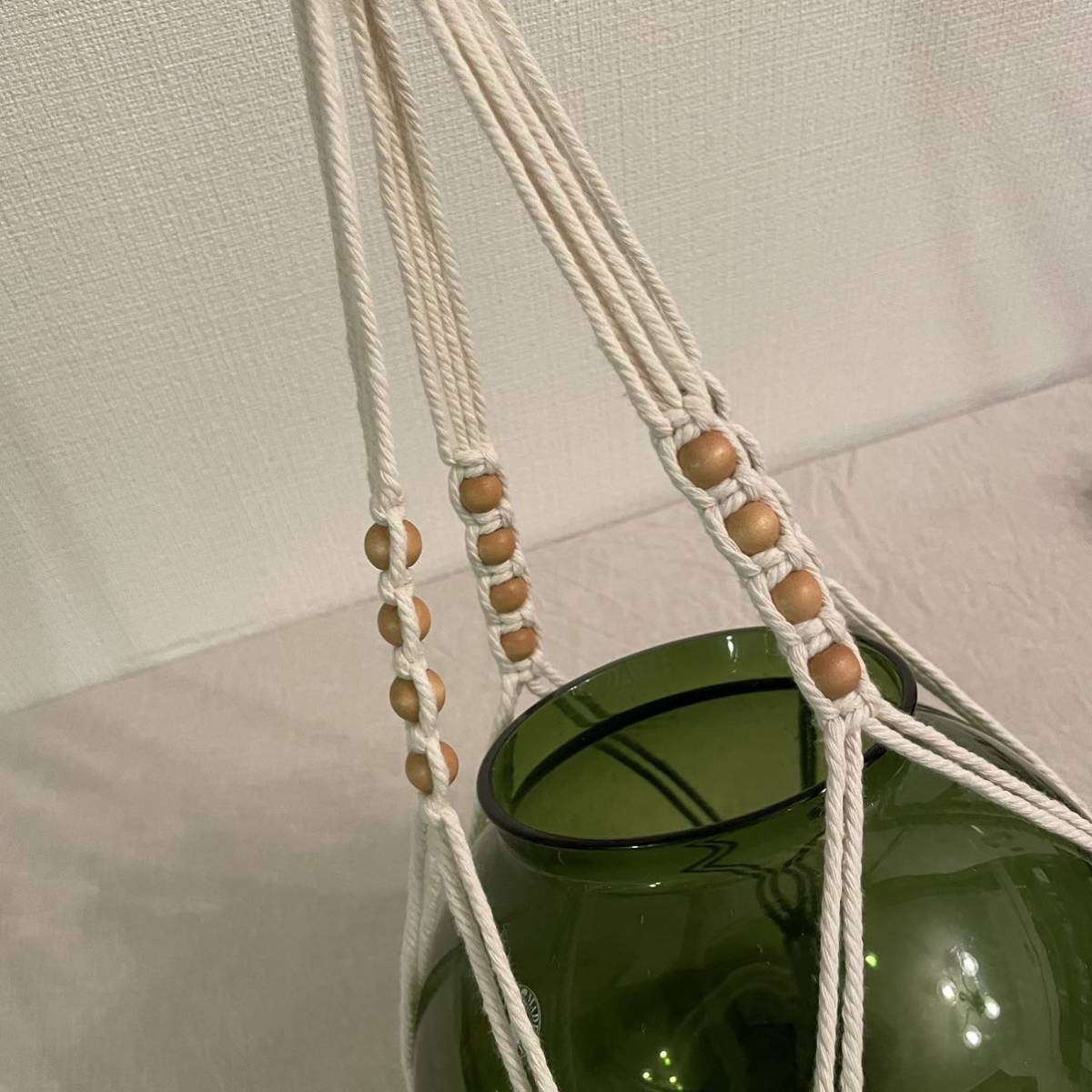 mak lame plan to hanger hanging plant hanging lowering cord unused natural beads interior miscellaneous goods flower base pot cover 