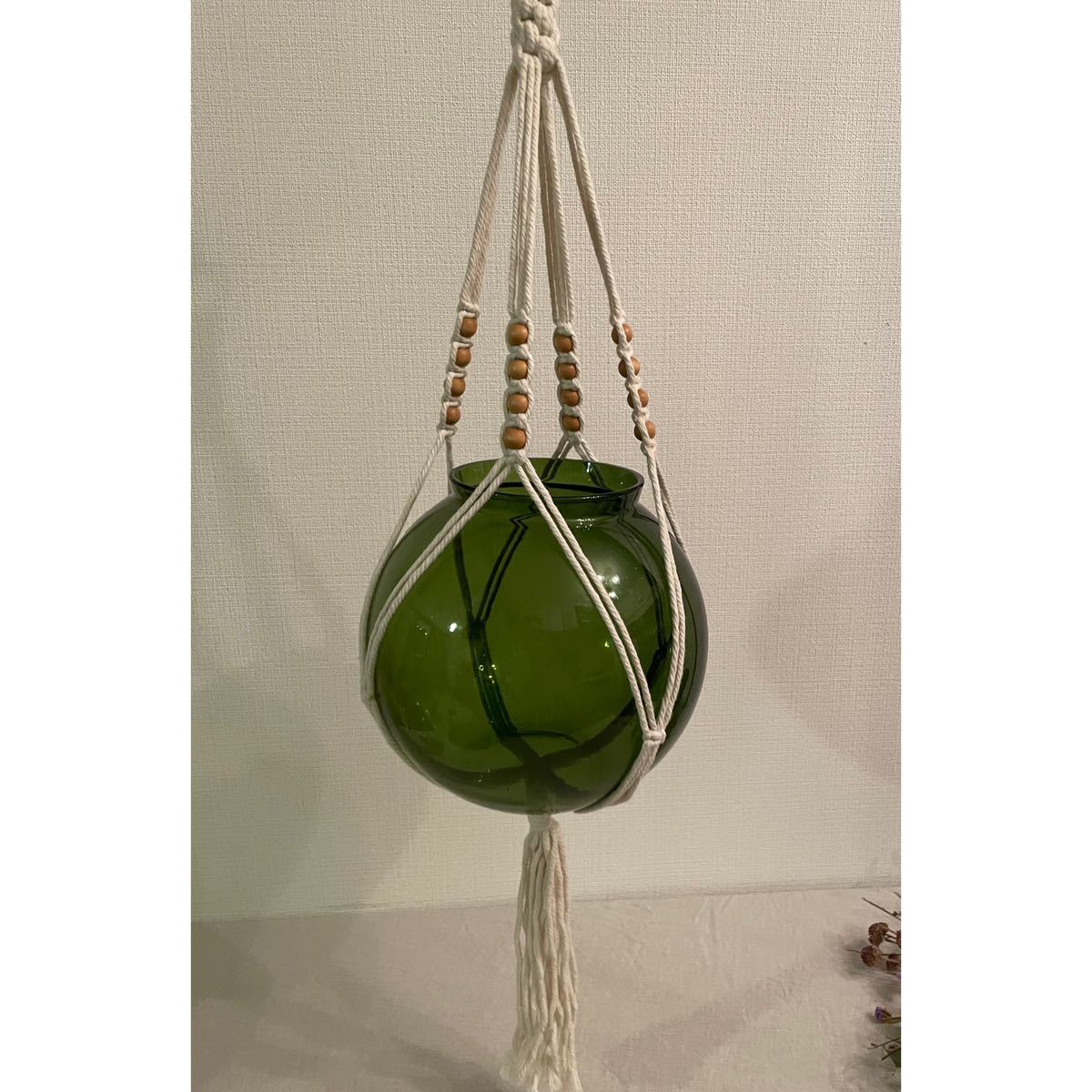 mak lame plan to hanger hanging plant hanging lowering cord unused natural beads interior miscellaneous goods flower base pot cover 