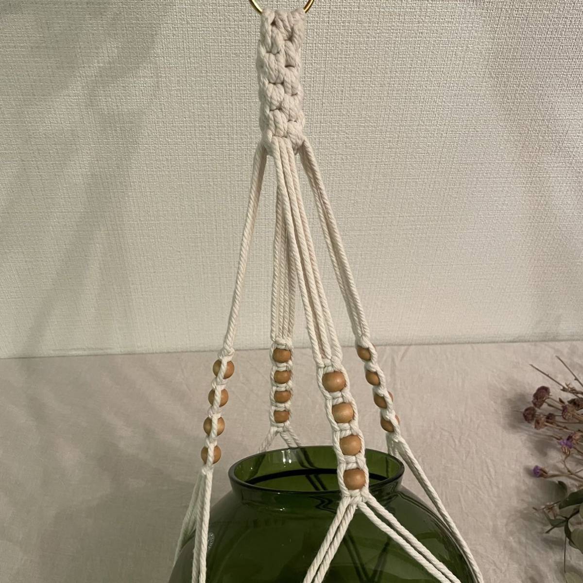 mak lame plan to hanger hanging plant hanging lowering cord unused natural beads interior miscellaneous goods flower base pot cover 