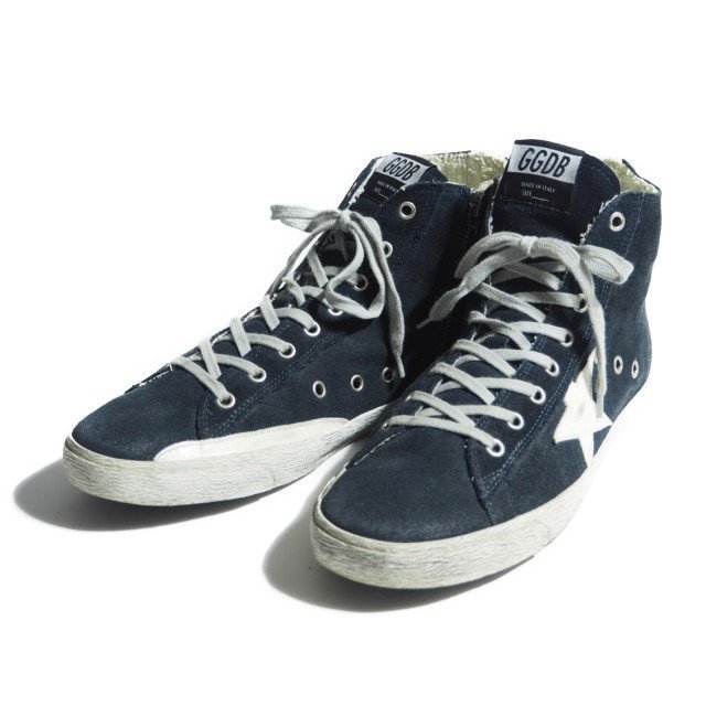 K9588R42　■GOLDEN GOOSE ゴールデングース■　FRANCY Sneakers navy suede-white スエード ハイカットスニーカー ネイビー 42/26cm 紺白_画像2