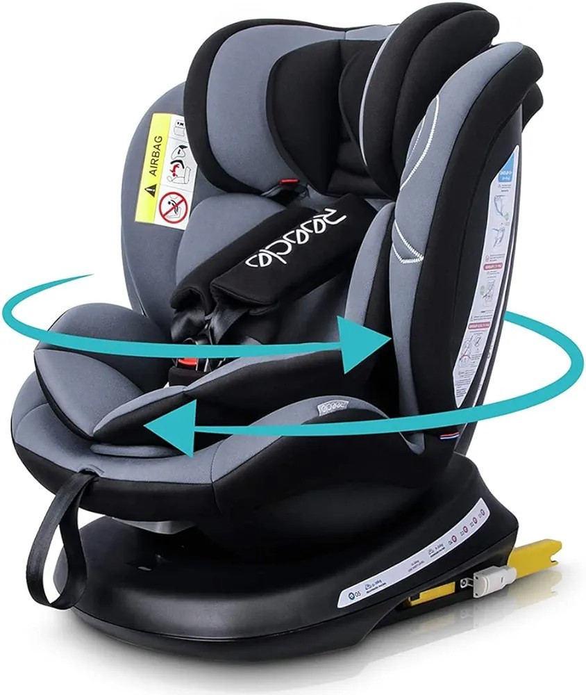 チャイルドシート 360° 回転式 新生児~12歳頃 (0-36kg) ISOFIX対応 シートベルト固定 (黒)の画像1