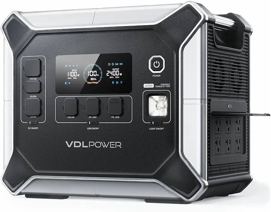 VDL ポータブル電源 大容量 2400W ポータブルバッテリー 蓄電池 640000mAh/2048Wh AC2400W(瞬間最大4800W) 2時間満充電