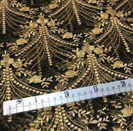 AZ178ゴールド　長さ90CM*幅135CM 花柄刺生地　全面立体刺繍 　チュールレース生地　 モチーフ　カラー　華奢_画像7