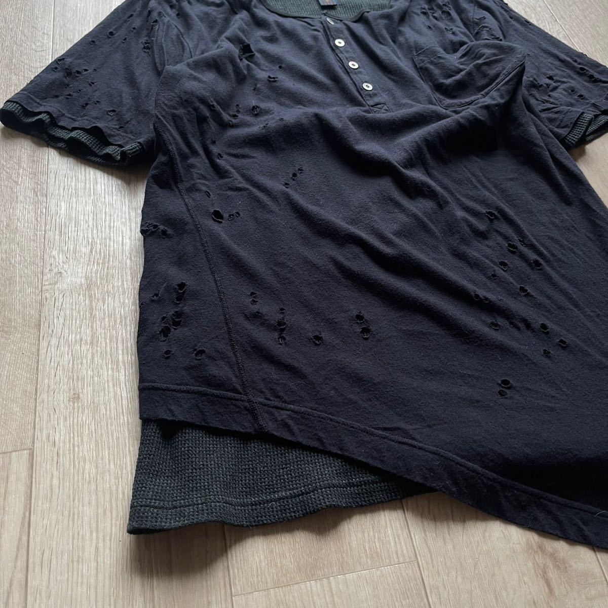 00s MIHARA YASUHIRO distressed layered tops ミハラヤスヒロ ダメージ加工 レイヤード Tシャツ Archive Collection グランジ Rare 希少_画像2