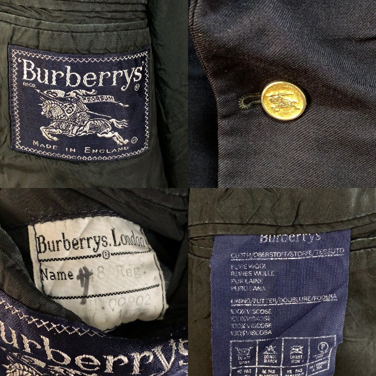 Burberrys 48 アメリカ古着　英国製　テーラードジャケット　ネイビー　バーバリー　メンズ_画像10
