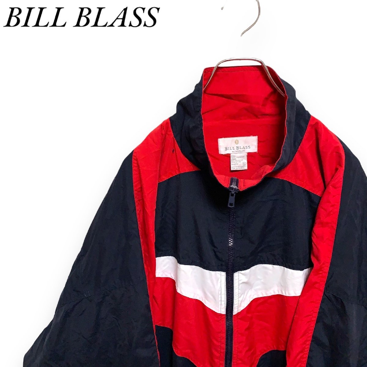 BILL BLASS　XL アメリカ古着　マルチカラー　ライトアウター　ブルゾン　レッド　メンズ_画像1