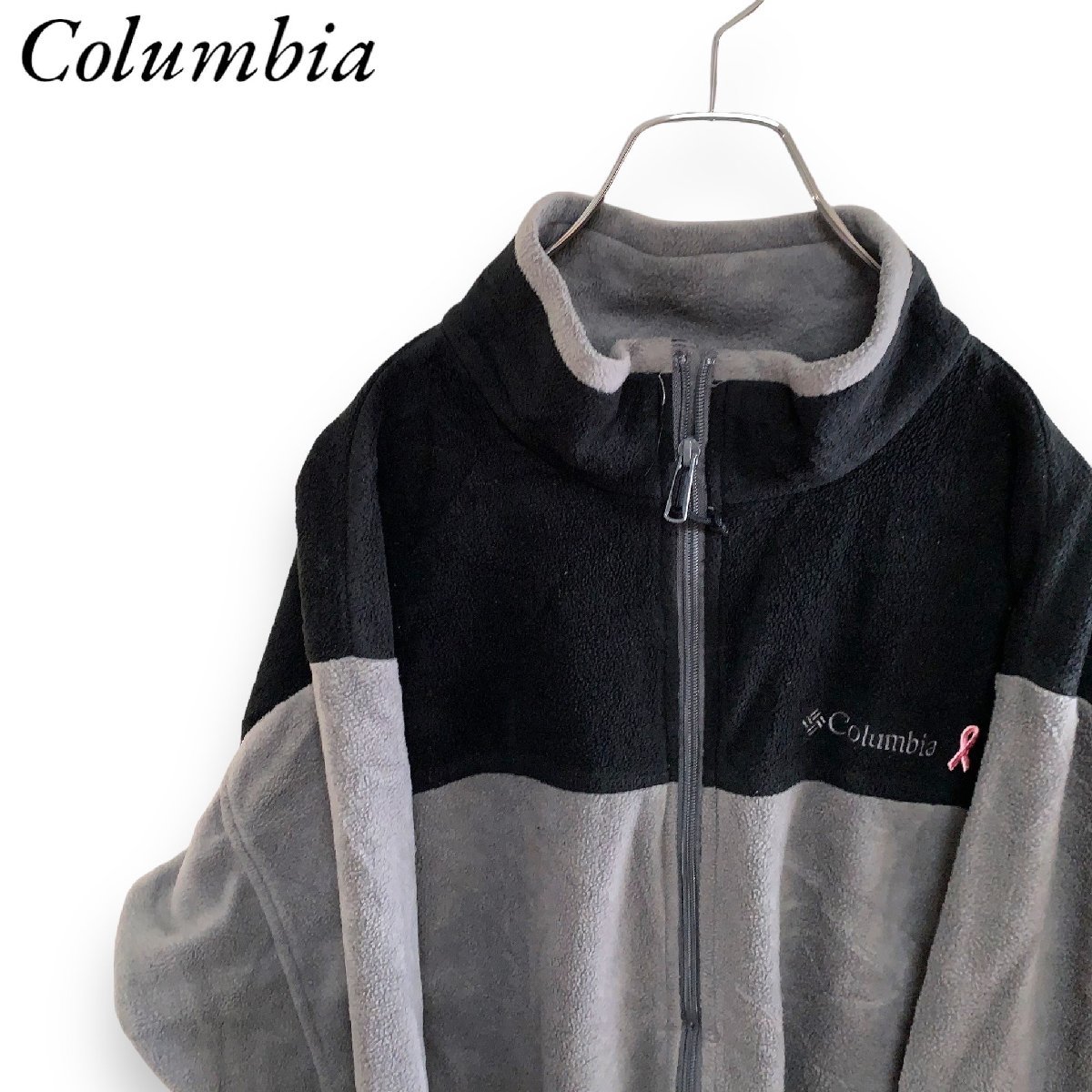 コロンビア　XL アメリカ古着　ワンポイントロゴ　刺繍　フリース　ジャケット　グレー　Columbia メンズ_画像1
