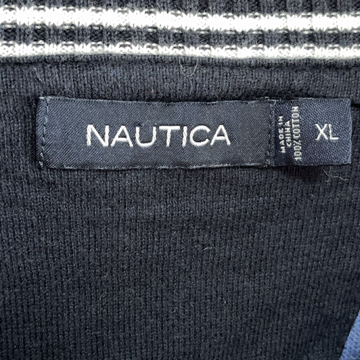 ノーティカ　XL アメリカ古着　ワンポイントロゴ　刺繍　コットン　ニットセーター　ブルー　NAUTICA メンズ_画像8