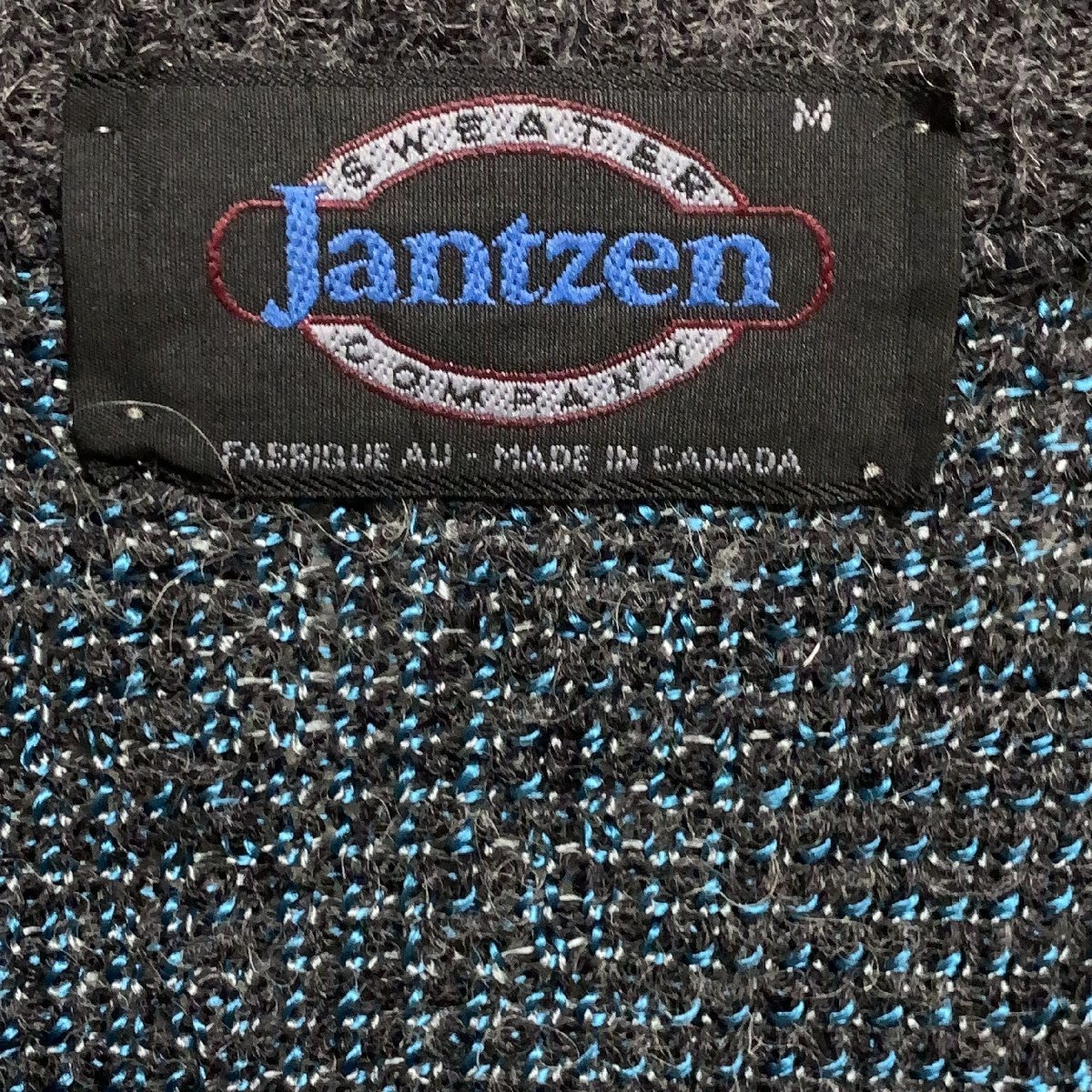 Jantzen M アメリカ古着　カナダ製　4種混合　柄物　ニットセーター　グレー　メンズ_画像7