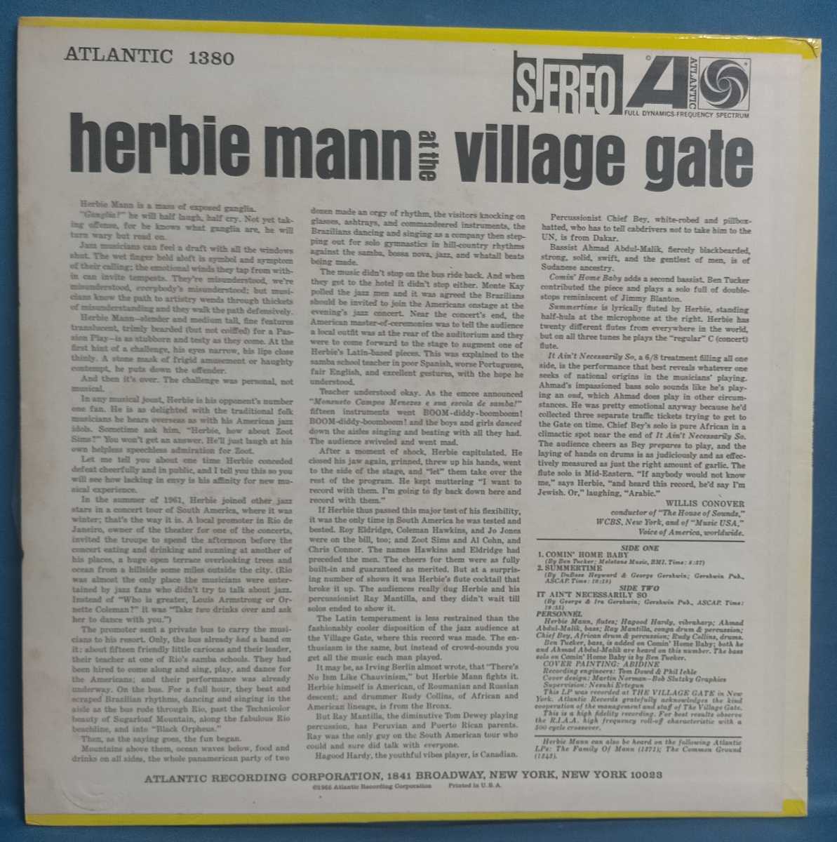 中古 12”LP レコード SD-1380 / ハービー・マン Herbie Mann at the Village Gate US盤 _画像2