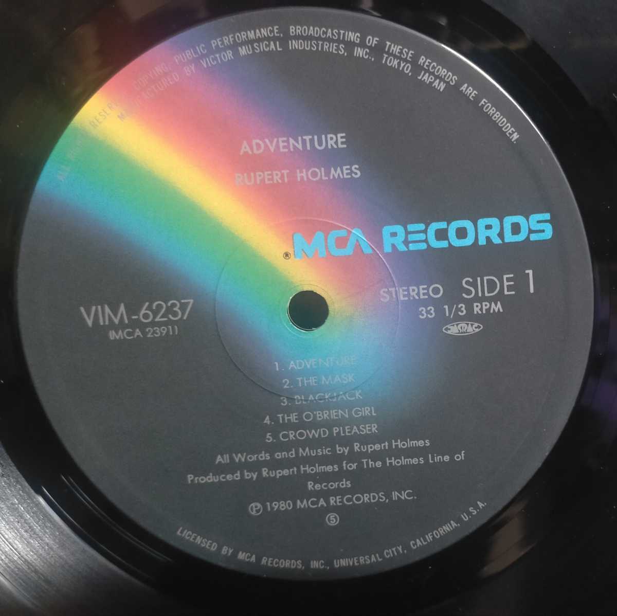 中古 12”LP レコード 邦盤 VIM-6237 / Rupert Holmes ルパート・ホルムズ Adventure アドヴェンチャー / 帯 モーニング・マン_画像5