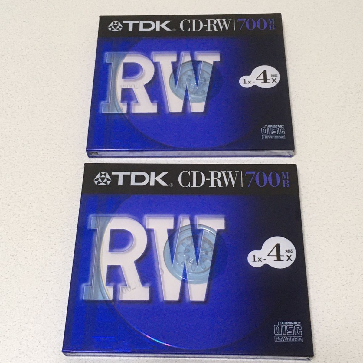 新品　未開封　TDK CD-RWデータ用700MB 4倍速10mm厚ケース入り [CD-RW80S] 2枚セット_画像1