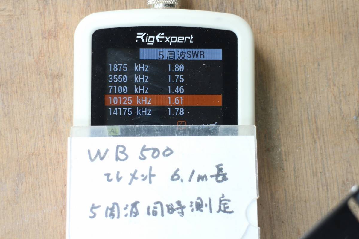 ワイドバンド　アンテナ　1.8～28MHｚ　PEP500W 　　WB500 F-19(ブロードバンド　アンテナ_５周波同時測定（長さ6.1m)