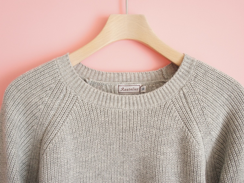 [ regular price 1.3 ten thousand ] Anatelier cotton . crew neck knitted 38 gray ab1