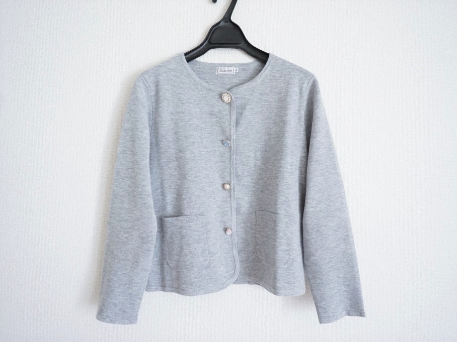  cat pohs 290 jpy Anatelier biju- button no color jacket manner cardigan 38 gray ab1 USED