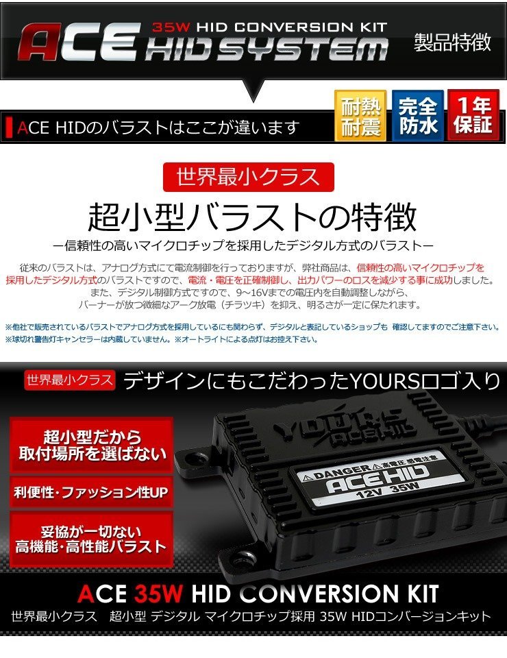 【訳あり品】 ACE HID 35W HB4 6000K フォグ 極薄 バラスト_画像4