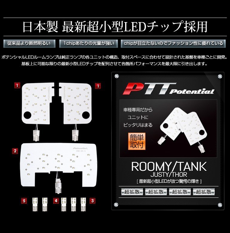 ◇訳あり◇　ルーミー/タンク/ジャスティ/トール　LED　ルームランプ　エクセレントホワイト　5000K　送料無料_画像2