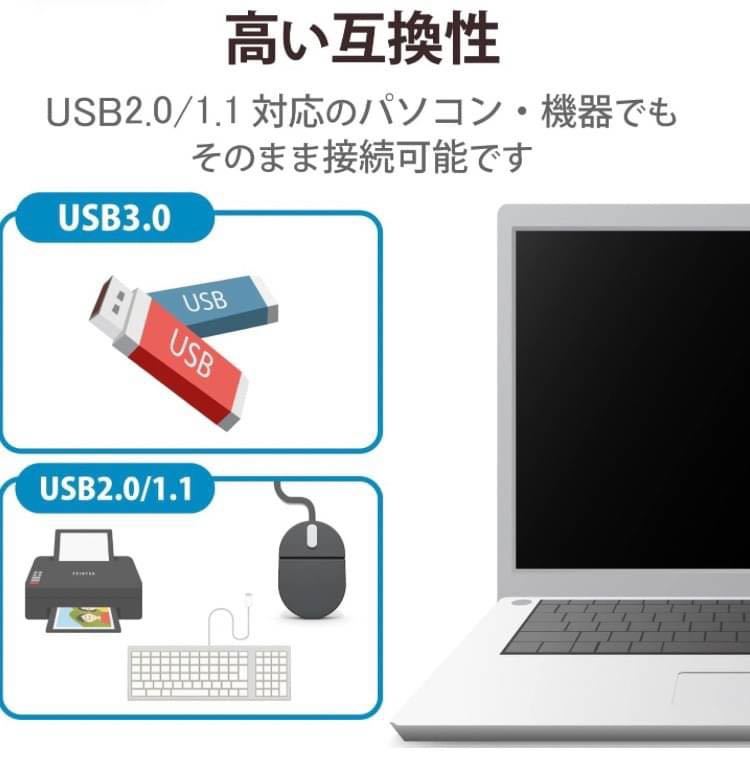 エレコム USB3.0ハブ 4ポート バスパワー ブラックU3H-K417BBK_画像4