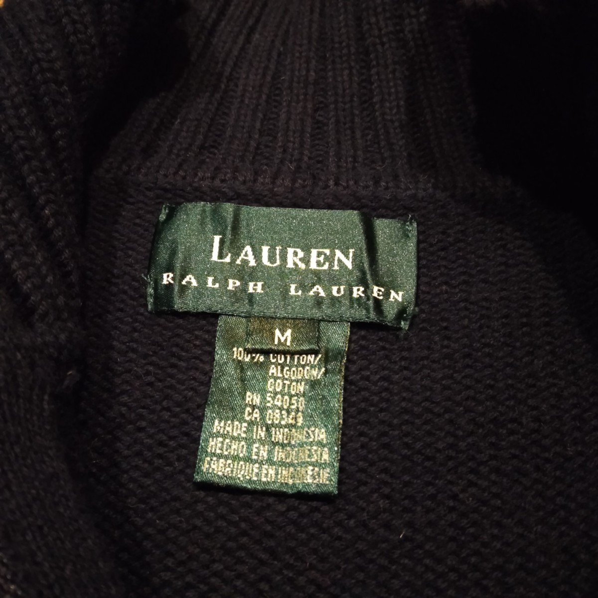 USA古着卸 Mサイズ Lauren Ralph Lauren ラルフローレン ロゴ刺繍 ジップアップ ニット セーター_画像4
