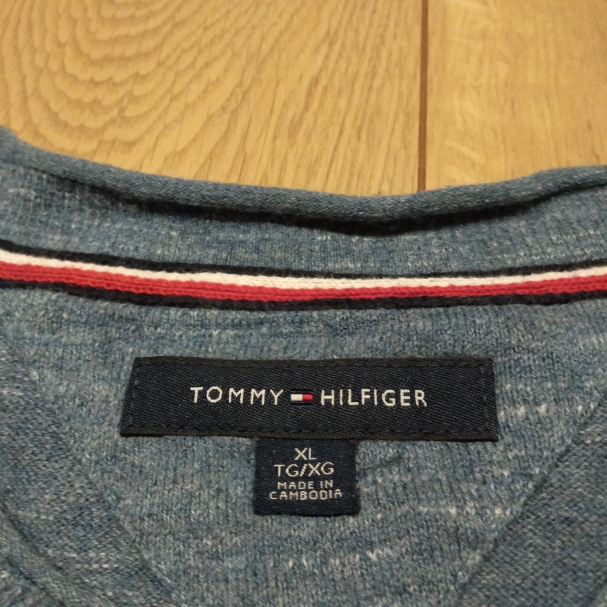 USA б/у одежда .XL размер TOMMY HILFIGER Tommy Hilfiger Logo вышивка вязаный 