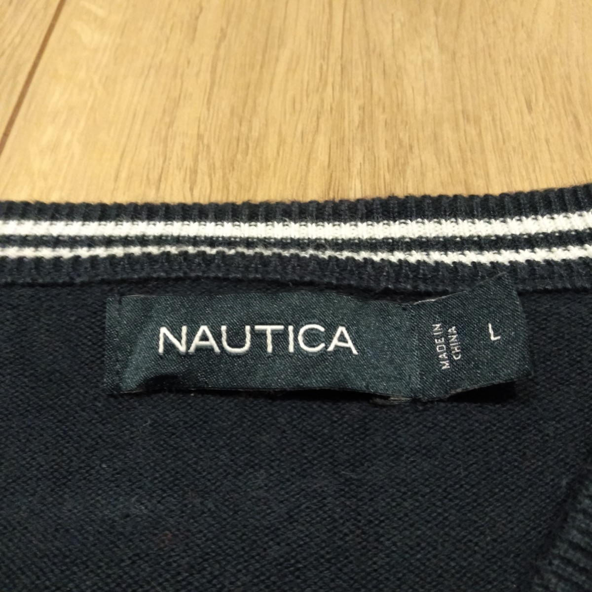 USA古着卸 Lサイズ NAUTICA ノーティカ ロゴ刺繍 ニット