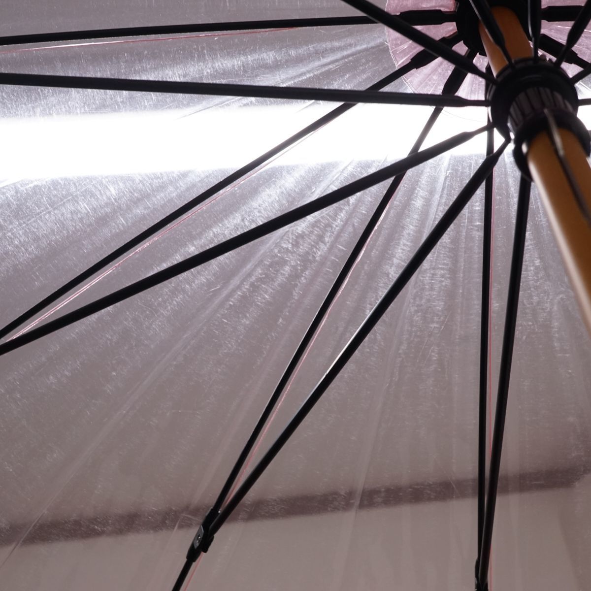 傘 Traditional Weatherwear トラディショナルウェザーウェア USED美品 クリアアンブレラ レッド ビニール傘 高級 55cm KR S0198_画像8
