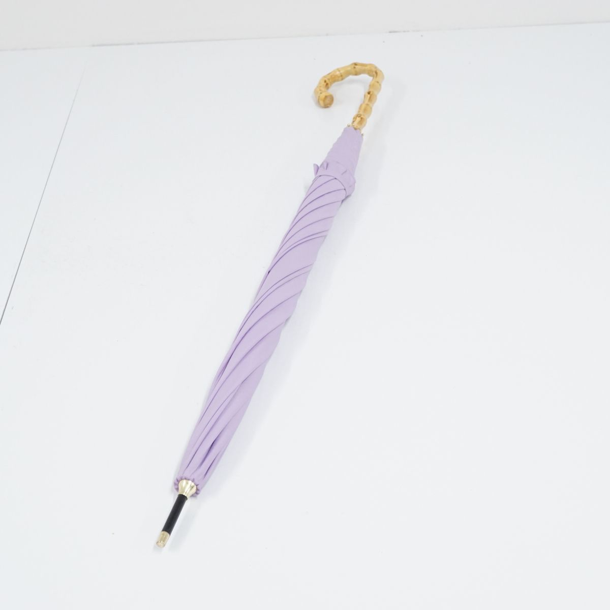 傘 ROPE ロペ USED美品 バンブーハンドルアンブレラ パープル シンプル 無地 寒竹 58cm KR A0214_画像6