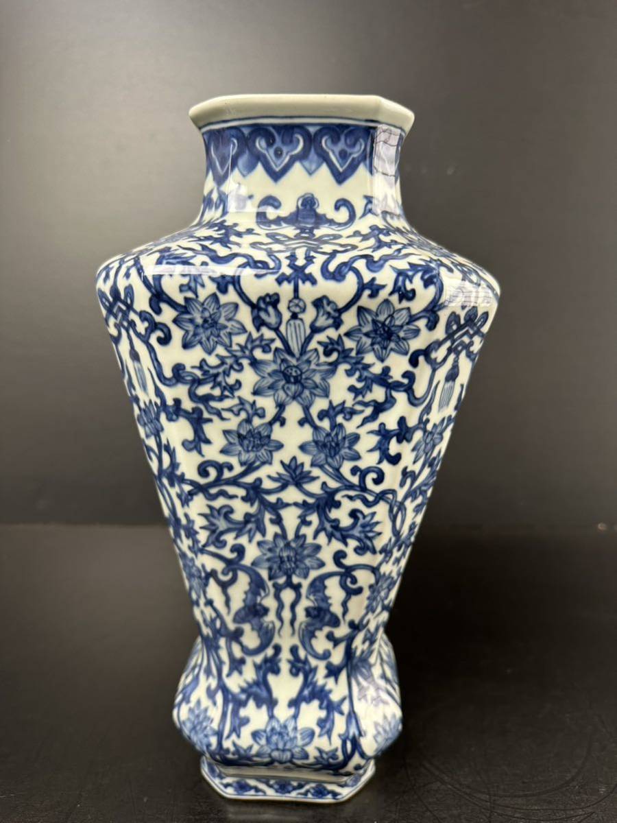 [KA217] 中国 美術 花瓶 染付 古玩 花入 茶道具_画像4