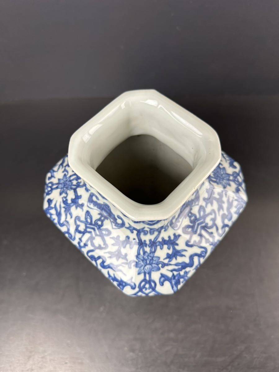 [KA217] 中国 美術 花瓶 染付 古玩 花入 茶道具_画像7