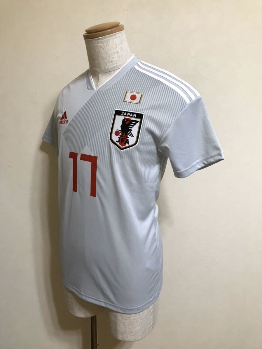 【新品】 adidas JFA JAPAN サッカー 日本代表 ユニフォーム トップス 2018-2019 アウェイ 背番号17 長谷部誠 サイズM 半袖 グレー BR3627_画像6