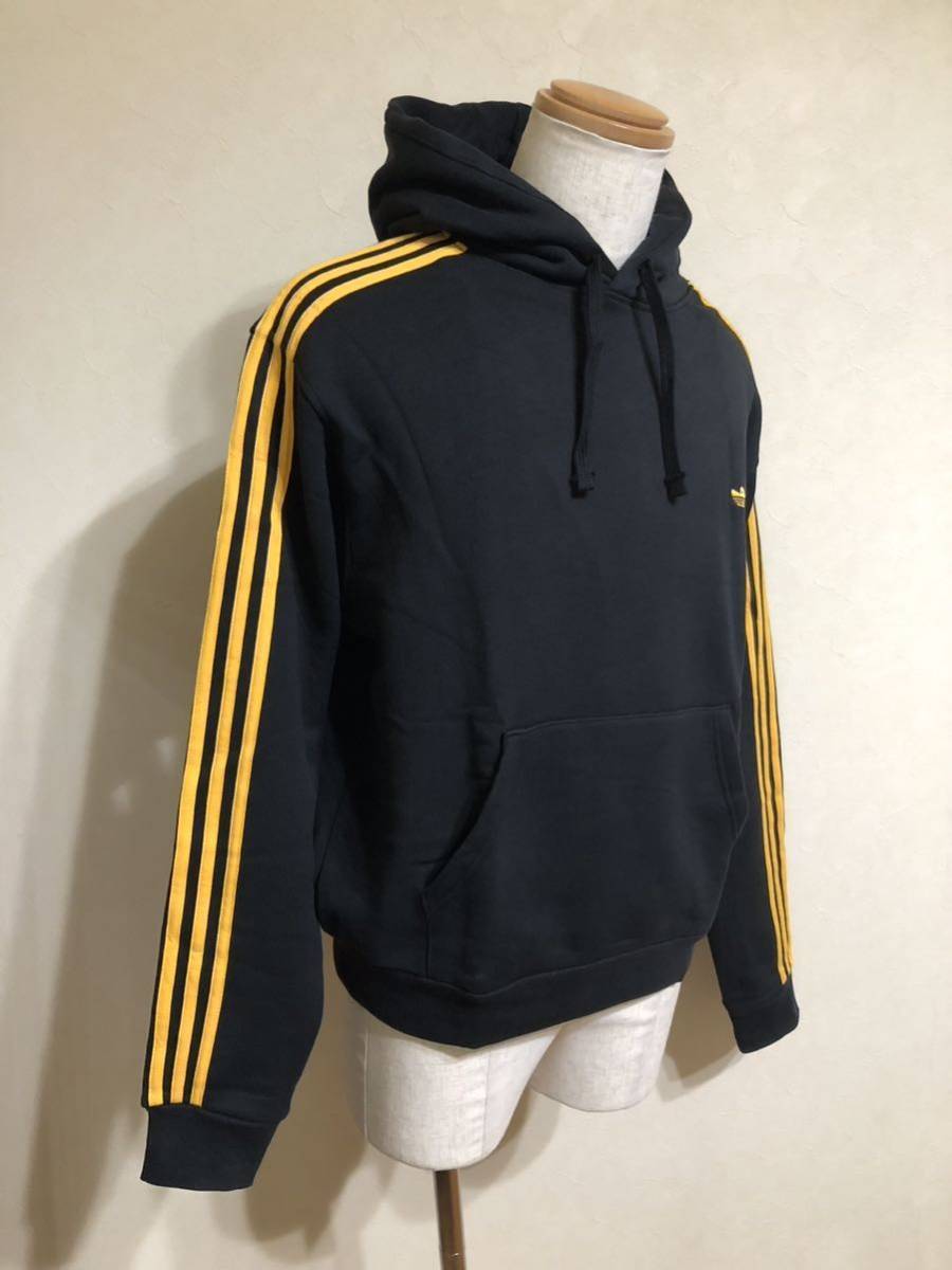 【新品】 adidas originals skateboarding アディダス オリジナルス スウェットパーカー フーディ プルオーバー サイズO 長袖 黒 黄 EC7325_画像8