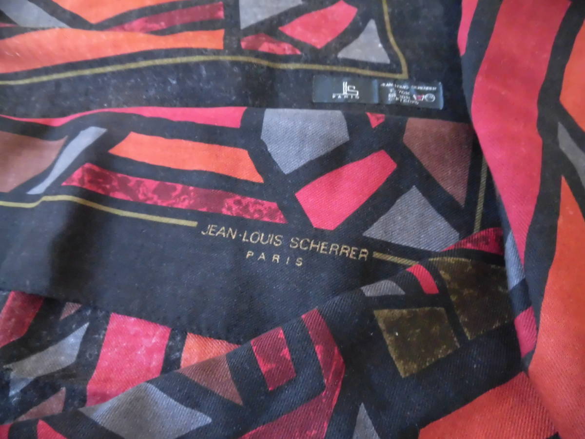 * autumn color JEAN LOUIS SCHERRER/ genre ishereru/ picture. like large size stole / red black . what pattern / wool silk .