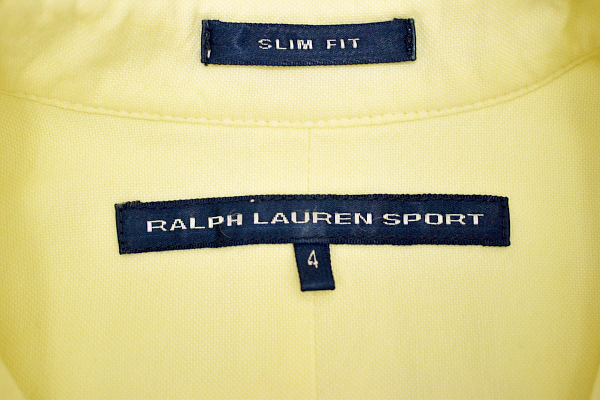 Y-6751★送料無料★RALPH LAUREN ラルフローレン スポーツSLIM FIT★正規品 イエロー ポニーロゴ刺繍 長袖 B/D オックスフォード シャツ 4 _画像4