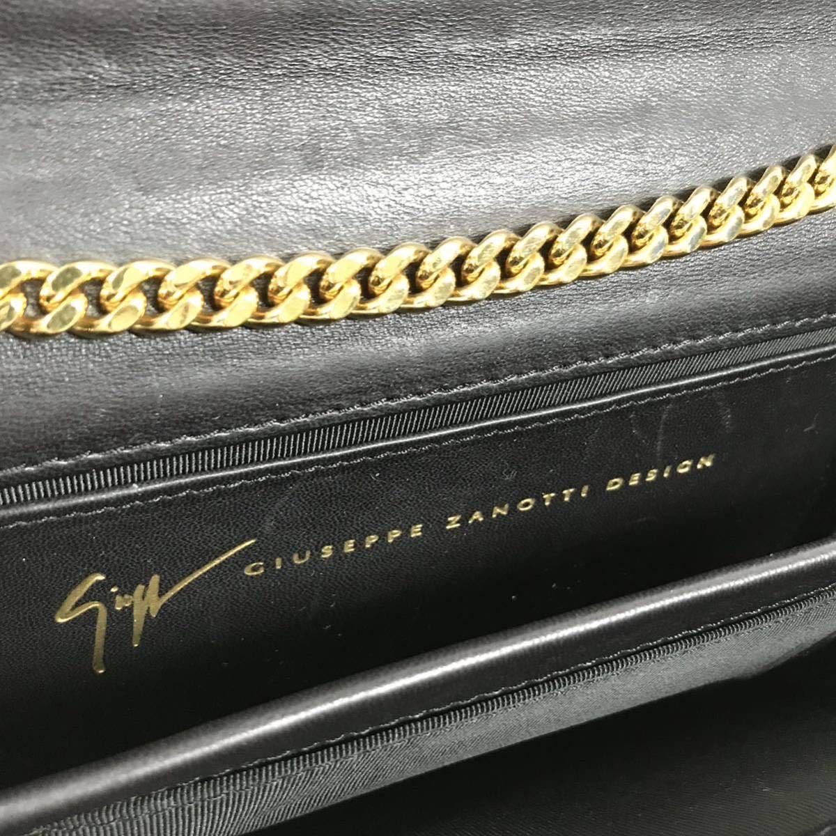 【ジュゼッペザノッティ】本物 GIUSEPPE ZANOTTI チェーンショルダーバッグ Cleopatra クレオパトラ パイソン型押し 斜め掛け レディース_画像10