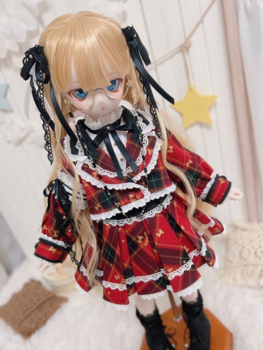 MDD お洋服セット　赤タータンチェックジャケットセットアップ 1/4ドール服　衣装セット_画像4