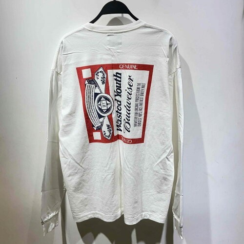 WASTED YOUTH 23ss BUDWEISER L/S T-SHIRT WHITE Size-XL バドワイザー ウェイステッドユース VERDY長袖Tシャツ ロンTEE カットソー