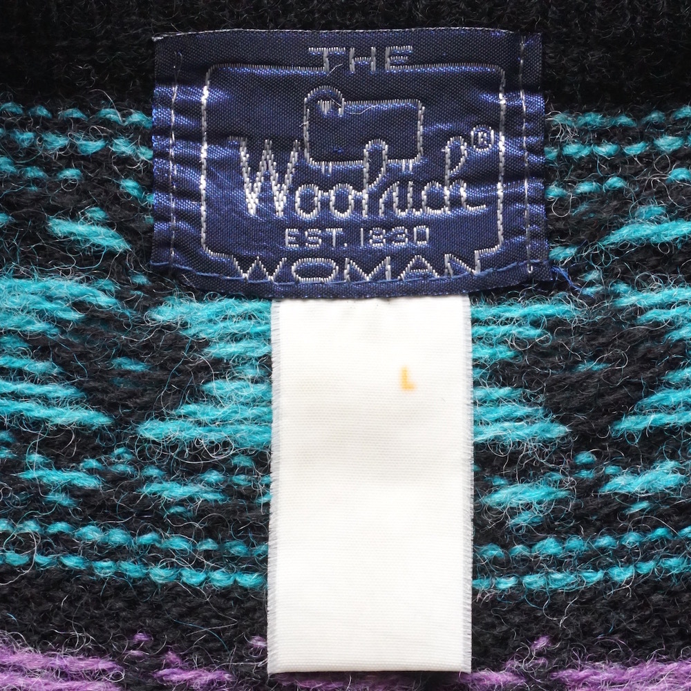 1980s〜90s ヴィンテージ Woolrich 雪柄 ノルディックニットセーター L 黒 パステル クルーネック ウールリッチ USA アメリカ 海外 古着_画像7