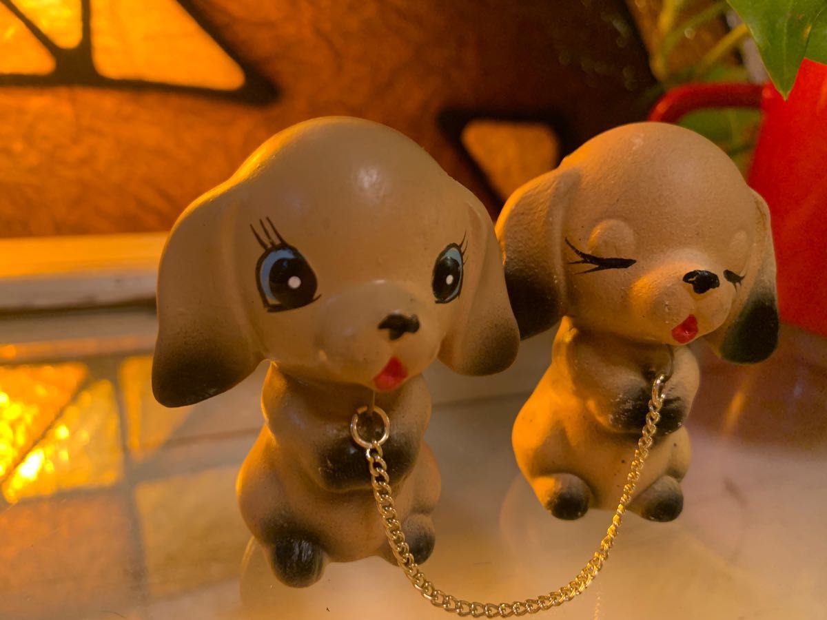 昭和レトロ 陶器 人形 犬 ペア カップル レトロポップ 昭和レトロ 陶器 人形 犬 ペア カップル レトロポップ