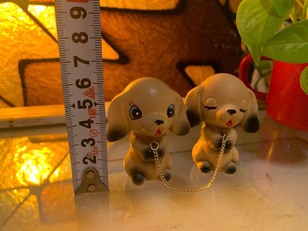 昭和レトロ　陶器　人形　犬　ペア　カップル　レトロポップ　ビンテージ　わんちゃん　人形　置物 フィギュア　フィギュリン